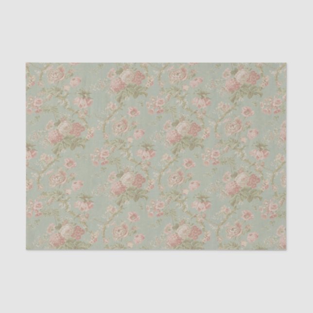 Elegant Vintage Floral Rose Tissue Paper (Front)