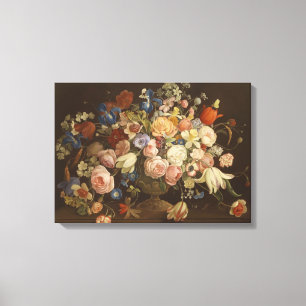 Elegant Vintage Floral Rose Vase Art Anton Muller Canvas Print