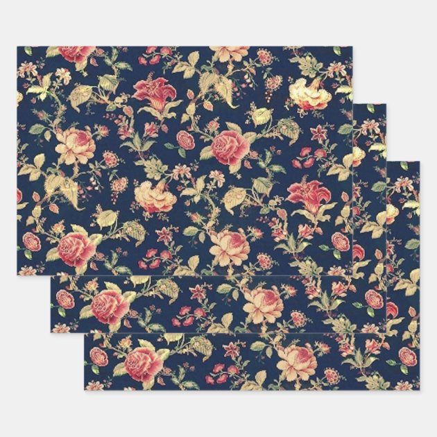 Elegant Vintage Floral Rose Wrapping Paper Sheets | Zazzle.com