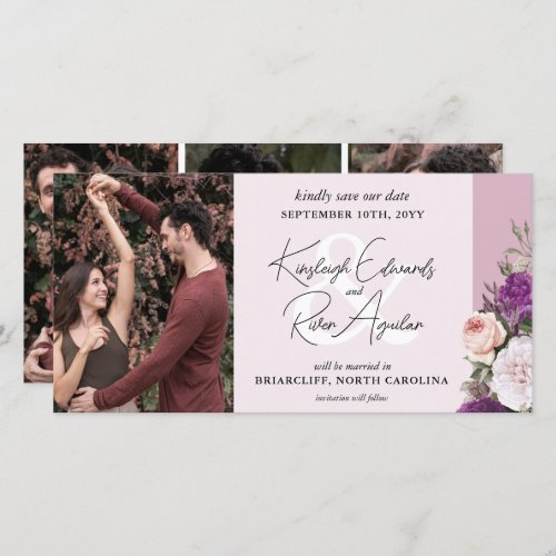 Elegant Vintage Floral Roses  Dusty Mauve Wedding Save The Date