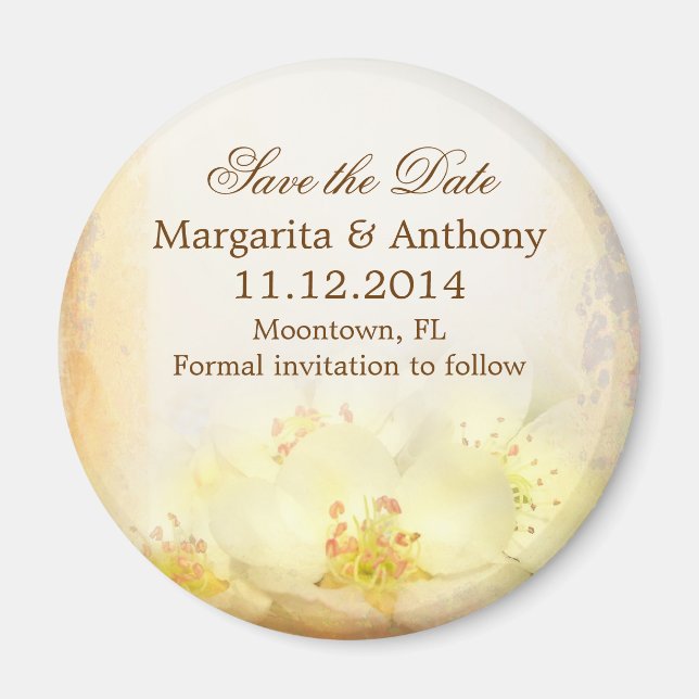 elegant vintage floral save the date magnets (Front)