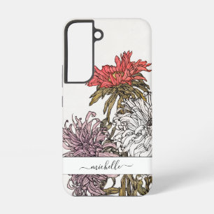 Elegant Vintage Floral Script Name Samsung Galaxy S22 Case