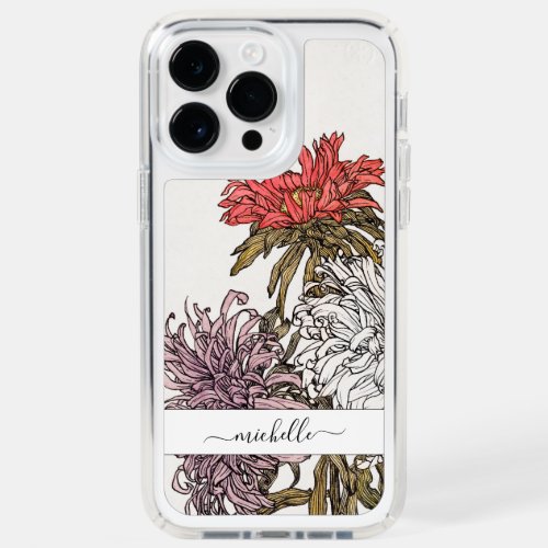 Elegant Vintage Floral Script Name Speck iPhone 14 Pro Max Case