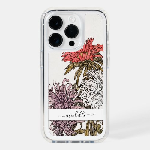 Elegant Vintage Floral Script Name Speck iPhone 14 Pro Case
