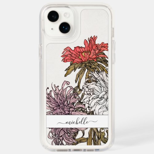 Elegant Vintage Floral Script Name Speck iPhone 14 Plus Case