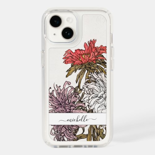 Elegant Vintage Floral Script Name Speck iPhone 14 Case