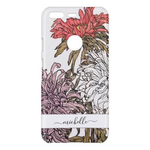 Elegant Vintage Floral Script Name Uncommon Google Pixel Case