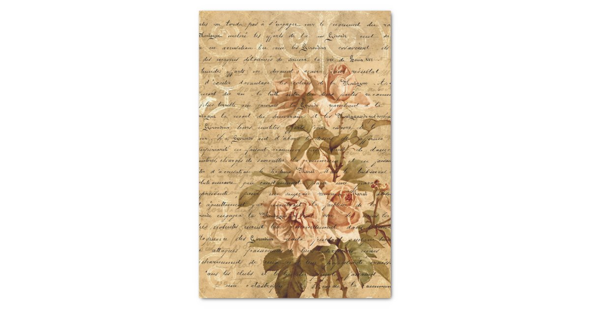 Elegant Vintage Floral Script Tissue Paper | Zazzle