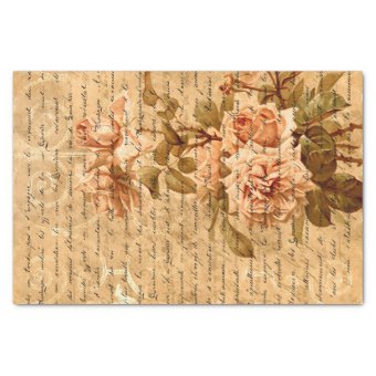 Elegant Vintage Floral Script Tissue Paper | Zazzle