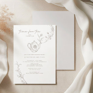Elegant Vintage Floral Tea Party Bridal Shower Invitation