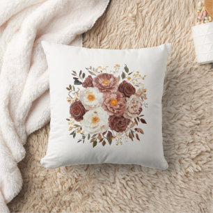 Elegant Vintage Floral Throw Pillow with Soft Neut