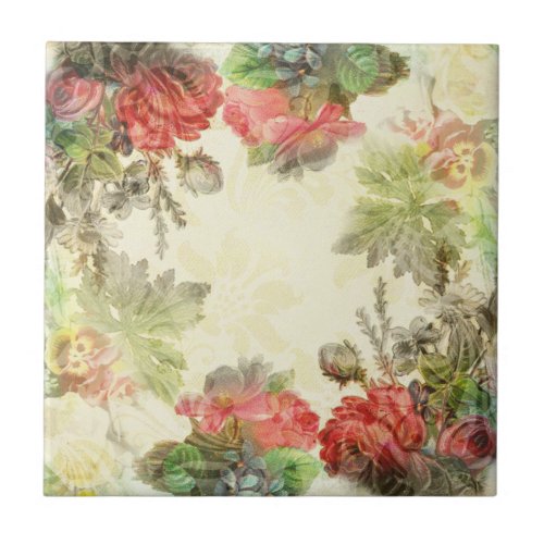 Elegant Vintage Floral Tile