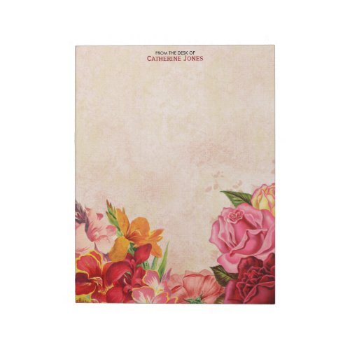 Elegant Vintage Floral  Vintage Paper  Colorful Notepad