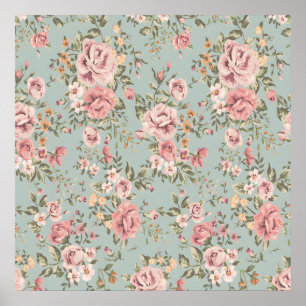 Elegant Vintage Floral Wallpaper Poster