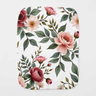 Elegant Vintage Floral Watercolor Burp Cloth