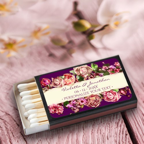 Elegant Vintage Floral Wedding Bridal Shower Favor Matchboxes