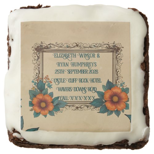 Elegant Vintage Floral Wedding Brownie