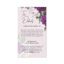 Elegant Vintage Floral Wedding Details Info Card
