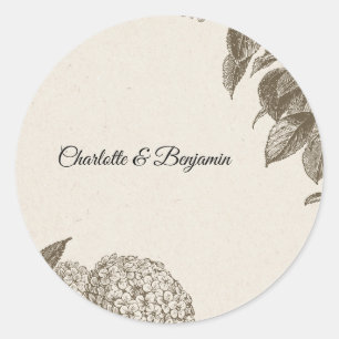 Elegant Vintage Floral Wedding Favor Sticker
