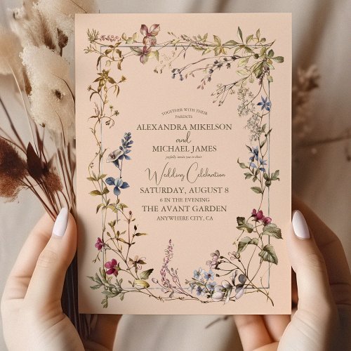 Elegant Vintage Floral Wedding Invitation