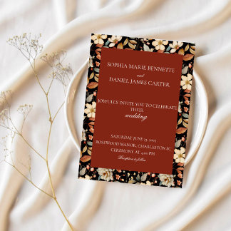 Elegant Vintage Floral Wedding Invitation
