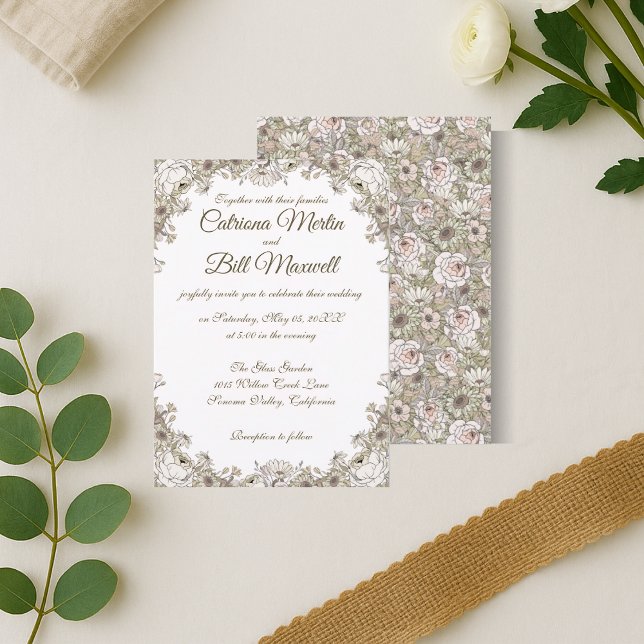 Elegant & Vintage Floral Wedding Invitation (Creator Uploaded)