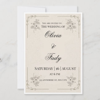Elegant Vintage Floral Wedding Invitation Card
