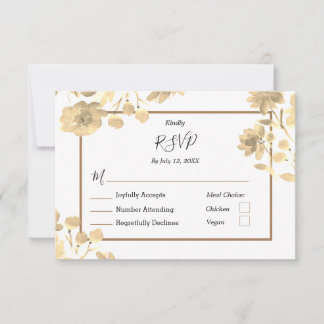 Elegant Vintage Floral Wedding  Meal Choice RSVP Card