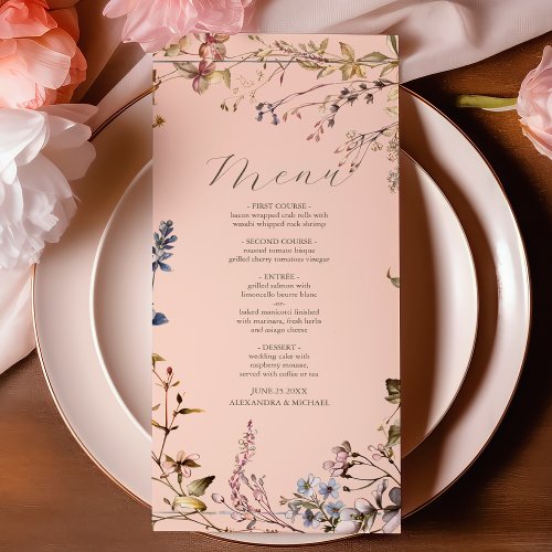 Elegant Vintage Floral Wedding Menu