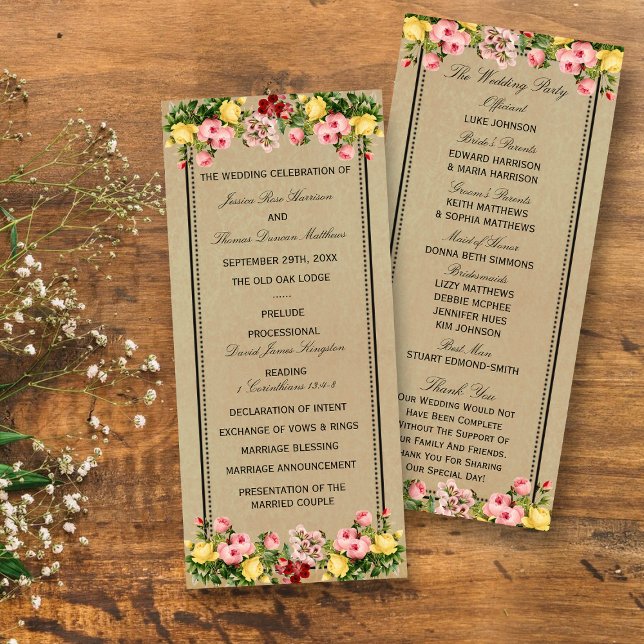 Elegant Vintage Floral Wedding Program (Creator Uploaded)
