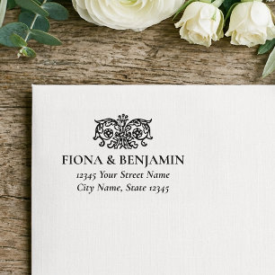 Elegant Vintage Floral Wedding Return Address Self-inking Stamp