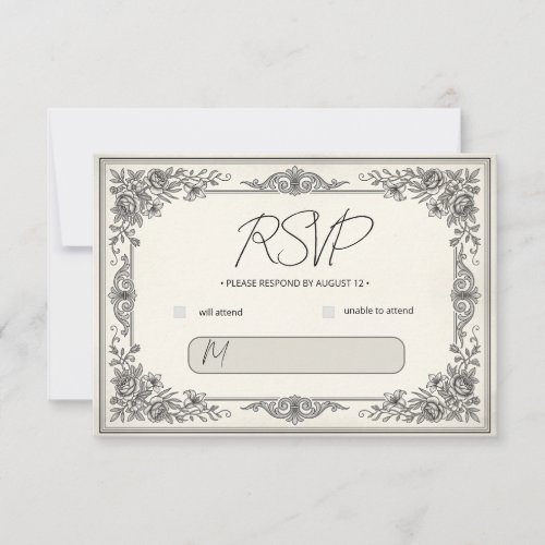 Elegant Vintage Floral Wedding RSVP Card