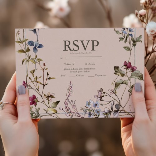 Elegant Vintage Floral Wedding RSVP Card