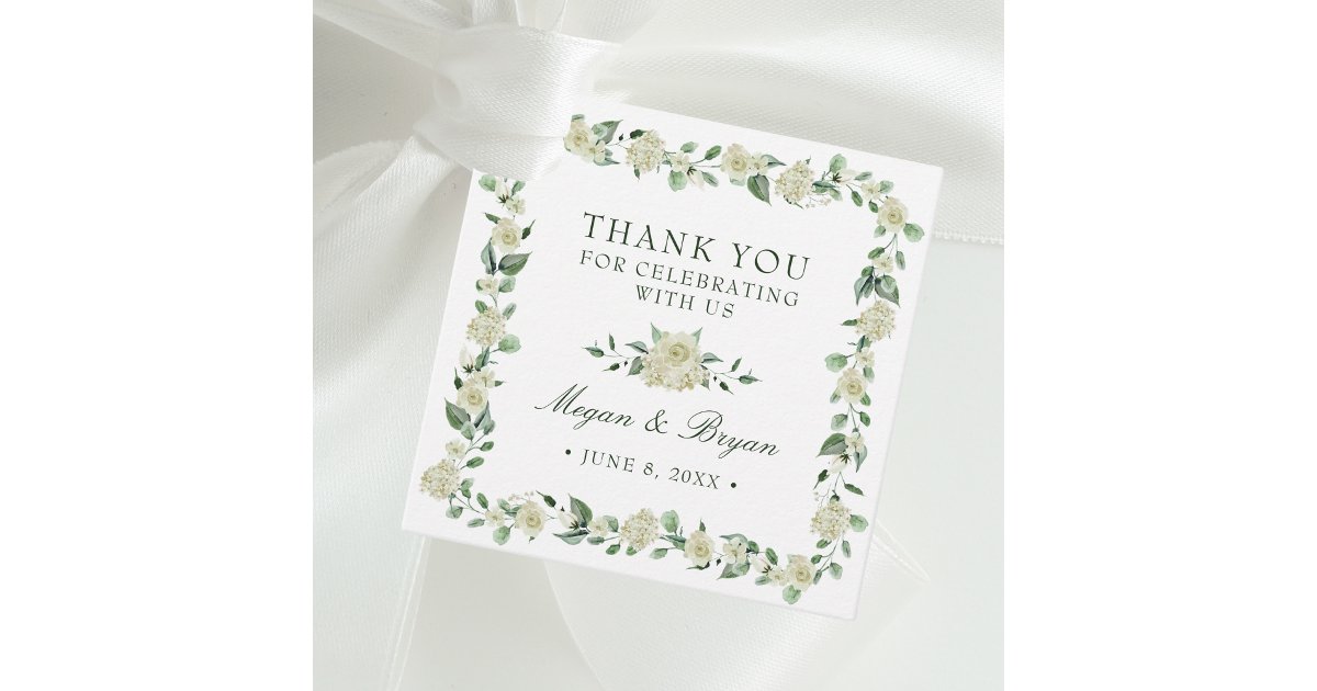 Elegant Vintage Floral Wedding Thank You Favor Tags | Zazzle