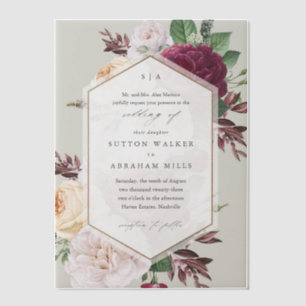 Elegant Vintage Floral Wedding Vellum Invitations