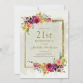 Elegant Vintage Floral Women's 21st Birthday Invitation (Front)