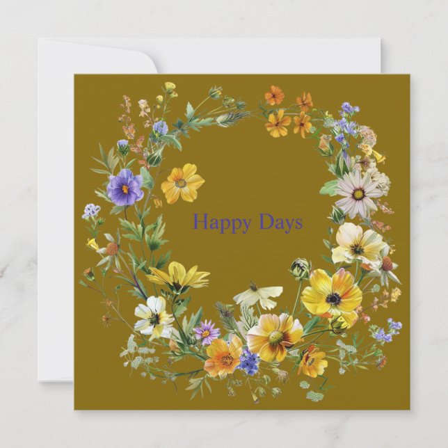 Elegant Vintage Floral Wreath Note Cards Pack (Front)