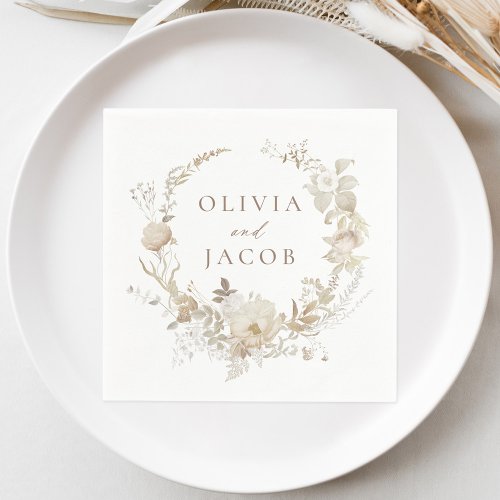 Elegant Vintage Floral Wreath Wedding Napkins