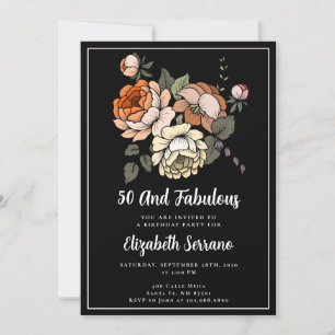 Elegant Vintage Florals 50 And Fabulous Birthday Invitation