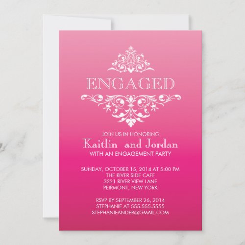Elegant Vintage Flourish Engagement Party Invitations