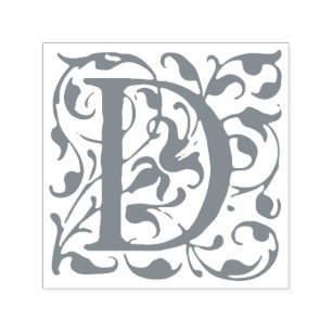 Elegant Vintage Flourish Letter D Monogram Self-inking Stamp