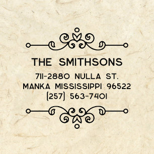 Elegant Vintage Flourish Personalized Name Address Self-inking Stamp
