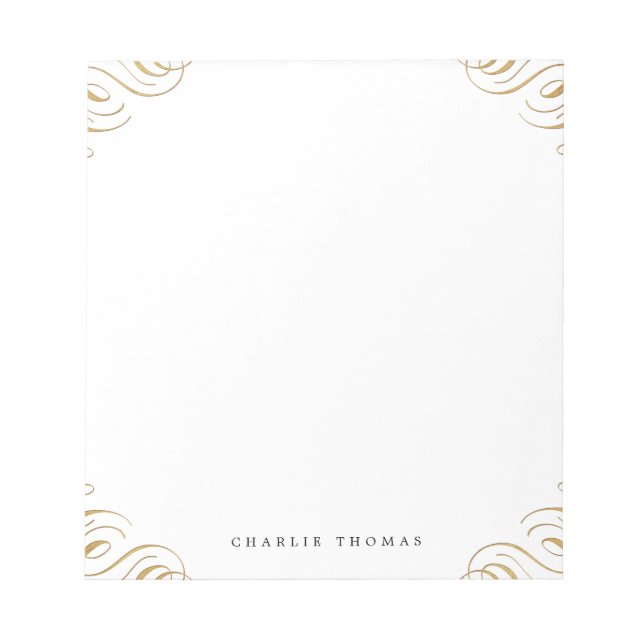 Elegant vintage flourish personalized stationery notepad (Front)