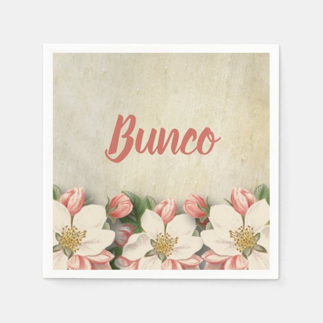 Elegant Vintage Flower Bunco Party Napkins (Front)