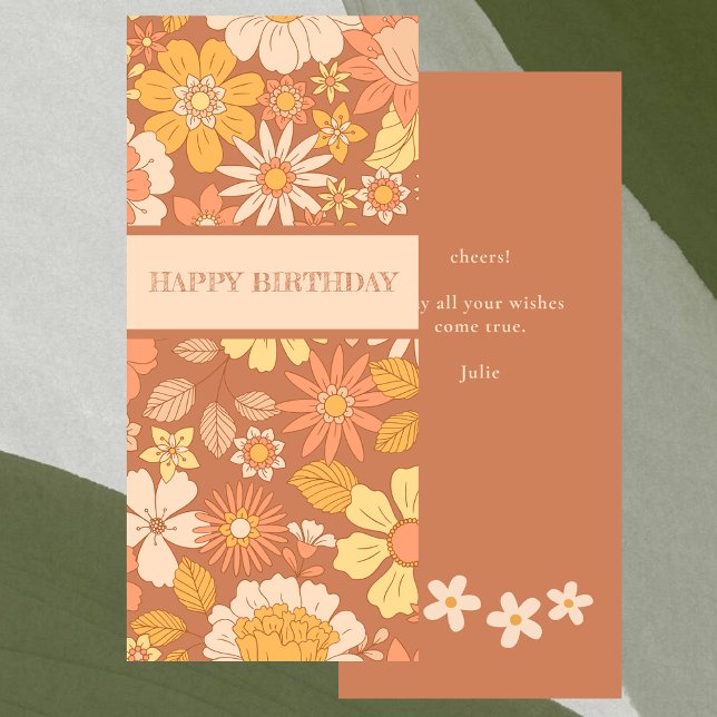 Elegant Vintage Flower Floral Modern Birthday Card (Creator Uploaded)