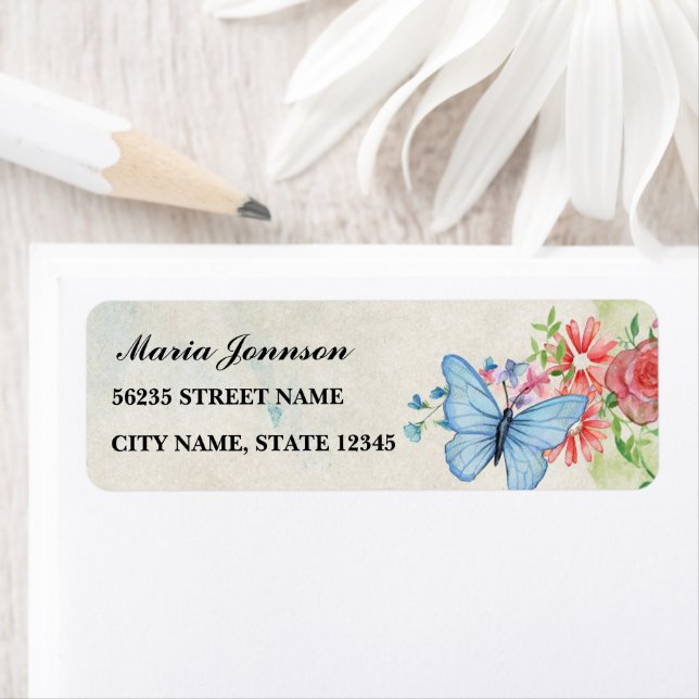 elegant vintage flowers and butterfly stylish label (Insitu)