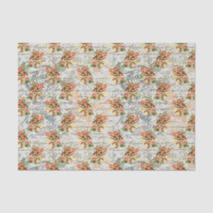 Elegant Vintage Flowers and Mushrooms Tissue Paper