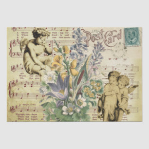 Elegant Vintage Flowers Angels and Music Notes Tissue Paper