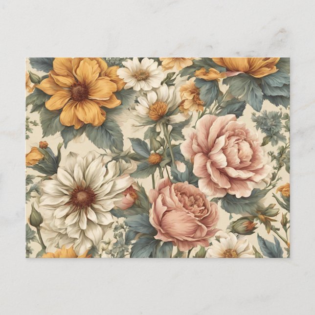 Elegant Vintage Flowers  Postcard (Front)