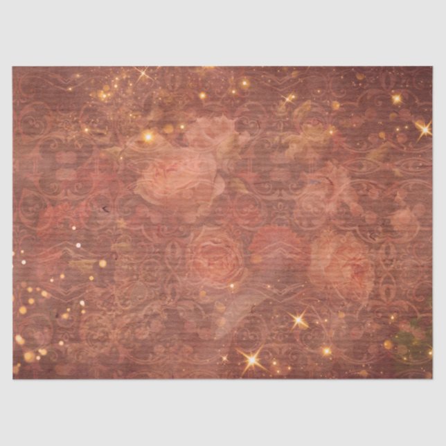 Elegant Vintage Flowers Sparkles On Paper Texture (Front)